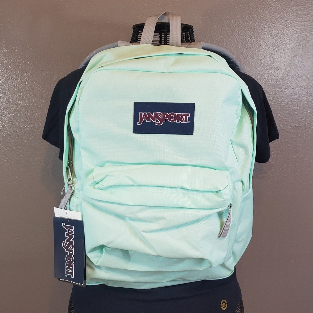 Jansport Superbreak Brooke Green/Mint Backpack - Picture 1 of 8